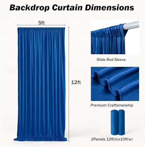 10x12 ft Royal Blue Backdrop Curtains for Weddings, Birthdays and Photos - Image 6