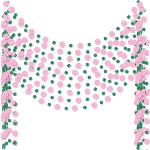 Outus 10 Pieces Pink,Green Round Dots Garland Party Hanging Decor by Outus