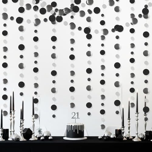 Outus 5 Pieces Black,Silver Round Dots Garland Party Hanging Decor - Image 7