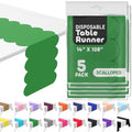Green Scallop Table Runner, Disposable Plastic, 5 Pack, 14x108in by Swanoo