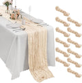 Bailarina 12 Pack Cheesecloth Table Runner 17x108 Inch Long Gauze Cheese Cloth 9ft Wrinkled Sheer Table Runner for Wedding Reception Birthday Party Table Decoration (Ivory) by Bailarina