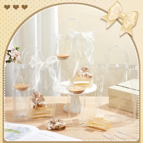 SiliFine 25 Pcs/6 Set Champagne Birthday Gifts for Girls Party Supplies, 6 Glass Cups, 6 Hair Bands, 6 Hair Clip, 6 Tote Bags, 1 Ribbon for Women Sisters Daughter Spa Sleepover Slumber Party Favor - Image 3