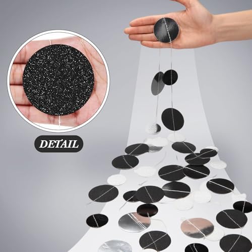 Outus 5 Pieces Black,Silver Round Dots Garland Party Hanging Decor - Image 3