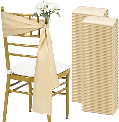 fani 60 PCS Satin Chair Sashes, 7x78 Inch, Champagne by fani