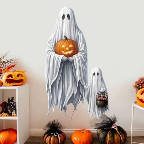 Halloween Window Clings Decorations Ghost Pumpkin Window Stickers Static Spooky Glass Window Sticker Decals for Home Office Classroom Party Haunted House Seasonal Decor 1 Sheet - Image 4