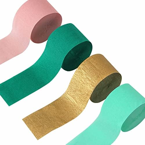 Sage-Green Pink-Gold Crepe Paper Streamers - 8 Rolls Green Party Decorations Streamer Birthday Rustic Wedding Bridal-Shower Bachelorette Engagement Paper Flowers Valentines Mothers Day Decor Panduola - Image 3