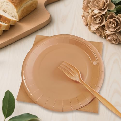 Serves 35 Guests Gradient Brown Plates and Napkins Party Supplies - Image 3