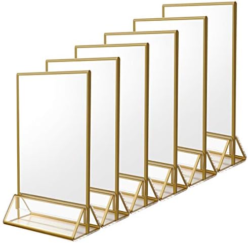 NIUBEE 5x7 Acrylic Sign Holder, Picture Frame, Wedding Table Numbers, 6pack by NIUBEE