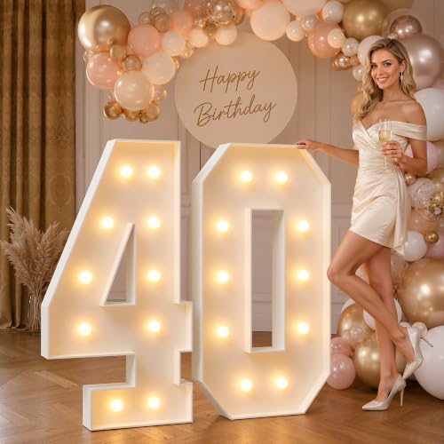 imprsv 4FT Marquee Numbers 40,DIY Light Up Numbers for 40th Birthday Decorations, Party Decorations,Anniversary Party Decor,Mosaic Number for Balloons Number 40,Pre-Cut Foam Board Kit by Letsmakeitimpressive