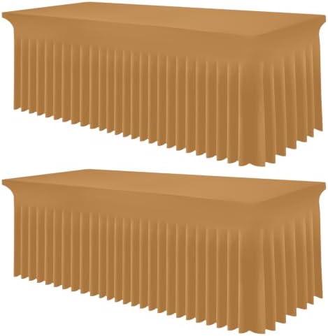 Smiry 2 Pack Spandex Elastic Fitted Table Cloth Skirt for 8FT Table by Smiry