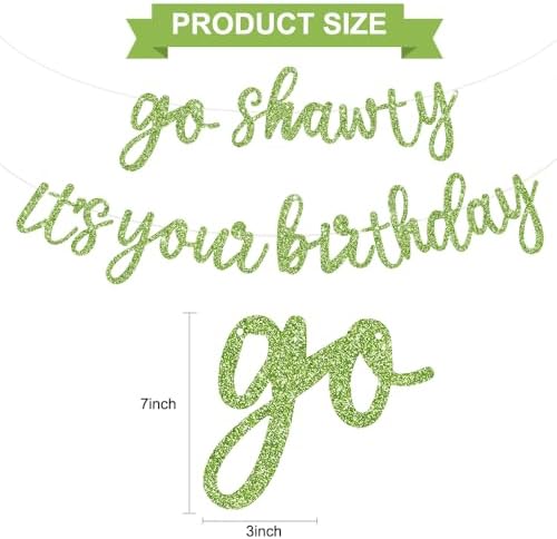 BEISHIDA Grass Green Pre-Strung Go Shawty It's Your Birthday Banner Decor - Image 2