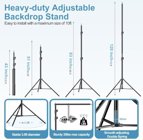 EMART 10x10Ft Heavy Duty Backdrop Stand, Adjustable Banner Stand for Party - Image 3