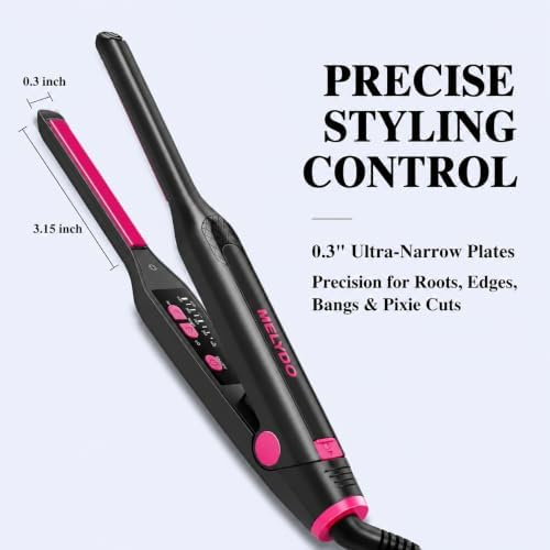 Small Flat Irons for Short Hair, 3/10" Pencil Flat Iron with Adjustable Temp Mini Hair Straightener for Edges Pixie Cut and Bangs, Tiny Hair Straightener with Floating Plates, Auto Shut Off - Image 3