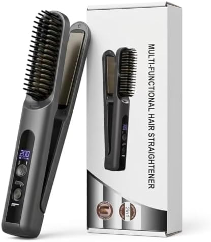 Go Brush Pro 2026, Upgraded 2 in 1 Cordless Hair Straightener Brush, Gray by Unknown