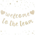 Welcome to the Team Banner Pre-Strung No DIY, Glitter New Employee Welcome Decorations for Office, Script Cursive 300gsm Cardstock with Heart Signs, Coworker Onboarding Party Supplies (Champagne Gold) by Unknown
