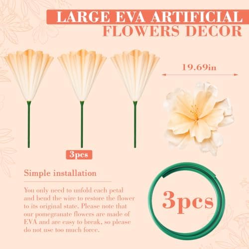 3 Pcs 5ft Giant Artificial Flowers Wedding, Yellow - Image 2