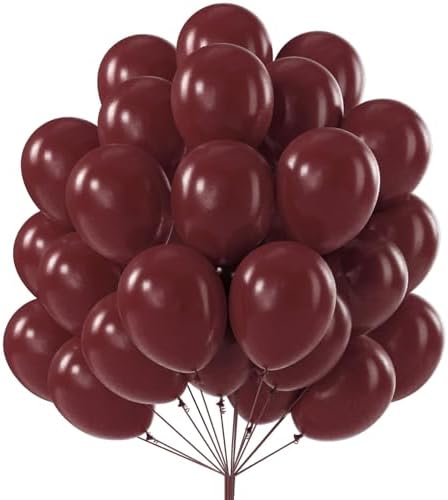 PartyWoo Burgundy Balloons 50pcs Dark Chestnut Red Maroon Dark 12 Inch by PartyWoo