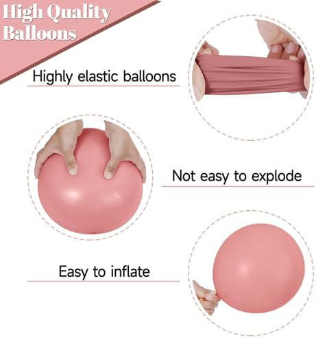 68 Pcs Retro Pink Nude Party Balloons 12Inch Dusty Pink Metallic Rose Gold Balloon Beige Blush Latex Ballons for Girls Birthday Wedding Baby Shower Party Decorations. - Image 3