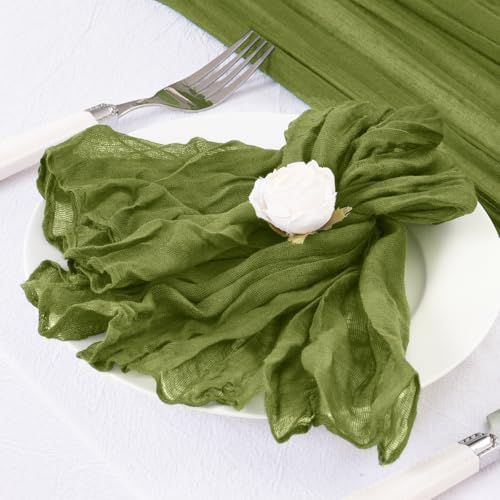 DeZerlor Olive Green Washable Cheesecloth Napkins Set of 12 for Party - Image 5