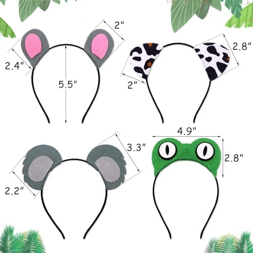 CiyvoLyeen 12Pcs Jungle Animal Ears Headbands Safari Decor for Kids Adult - Image 3
