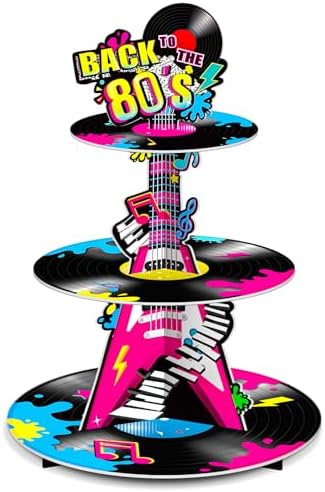 BenLouis 3Tier 80s Cupcake Stand Birthday Party Decorations by BenLouis