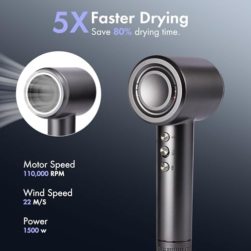 Leafless High-Speed Hair Dryer - 1600W Motor, Ionic High-Speed Hair Styler, Smart Temperature Control, Cold and Hot Air Alternating Dryer, Hair Dryer for Home and Salon Use - Image 2