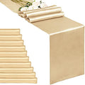 10-Pack Champagne 12 x 108 inches Long Premium Satin Table Runner by REWOMC