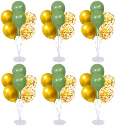 6 Set Balloon Stand Kit for Table Centerpieces With Balloon and Base Party Decorations for Birthday Wedding Retirement Graduation Baby Shower (Green Gold) by Unknown