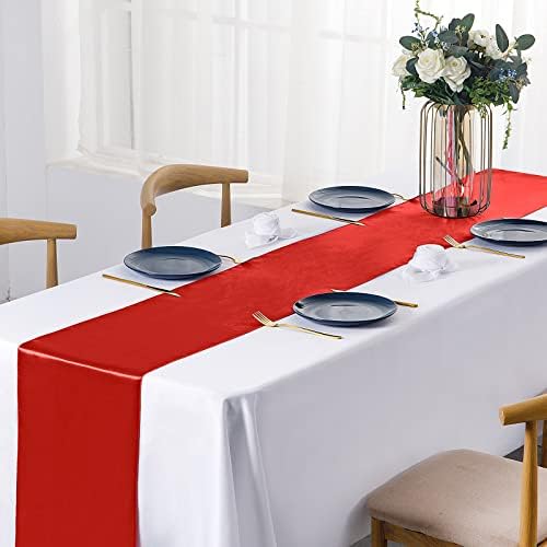 SiinvdaBZX 12 Pcs Red Satin Table Runner 12 x 108 inches Long - Image 2