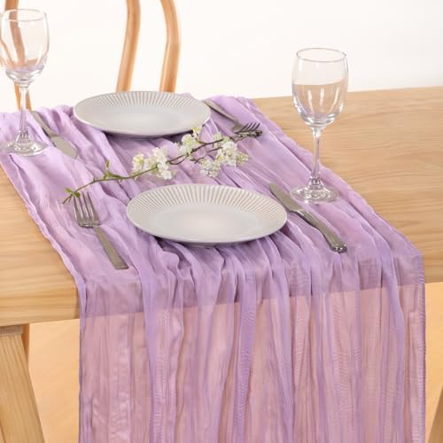 Lilac Purple Cheesecloth Table Runner Fall Wedding Party Decor 10ft, 3 Pack - Image 6