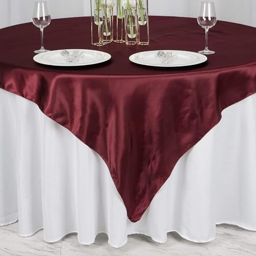 Balsa Circle 10 pcs 72x72 inch Burgundy Square Tablecloth Satin Fabric Overlays Linens | Table Cloths Cover for Wedding Party Banquet Reception Events Decoration Kitchen Dining Events Kitchen Dining - Image 3