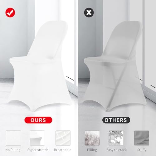 HAINARverS Stretch Spandex Folding Chair Covers 50PCS White, - Image 5