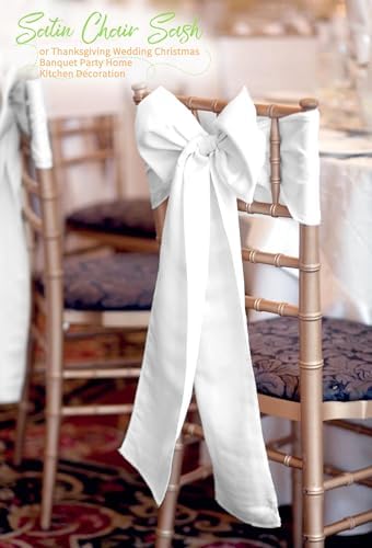 60 PCS White Satin Chair Sashes, 7 x 108 Inch - Image 5