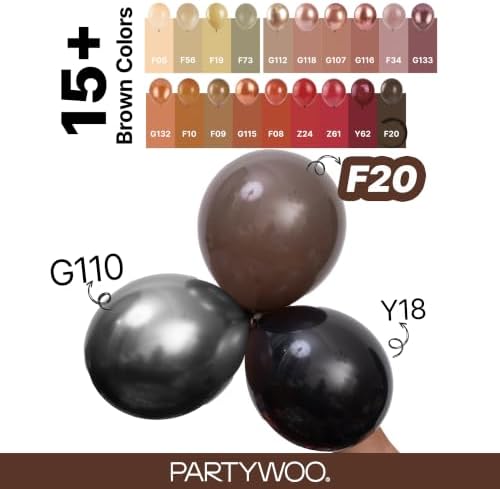 PartyWoo Dark Brown Balloons 50pcs Boho Coffee Neutral Fall Color 12 Inch - Image 4