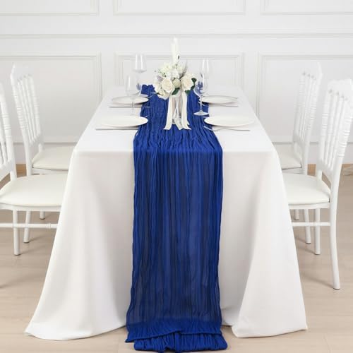 6 Pack Royal Blue Cheesecloth Table Runner 120 Inch Boho Wedding Decor - Image 4