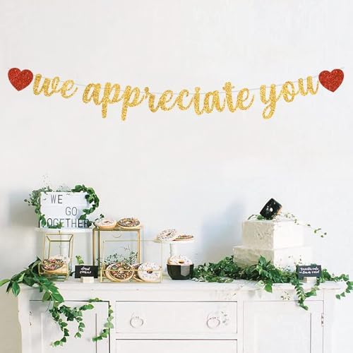 BEISHIDA Gold We Appreciate You Banner,NO DIY,Employee Appreciation Banner for Office Party Decorations,Thank you for Employee Teacher Doctor Nurse Staff Appreciation Party Supply - Image 7