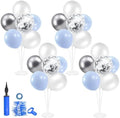 ZJDHPTY 4Set Light Blue Silver Balloon Stand Table Centerpieces Party Decor by ZJDHPTY