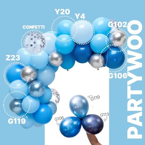 PartyWoo Blue and Silver Balloons 66pcs 12 Inch Light Blue Silver Balloons - Image 3