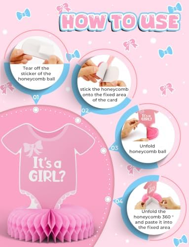 12 Pcs Baby Gender Reveal Table Decorations, Boy or Girl Centerpieces for Tables Honeycomb Centerpieces Blue and Pink Table Decor for Baby Shower Pregnancy Announcements Newborn Party Supplies - Image 6