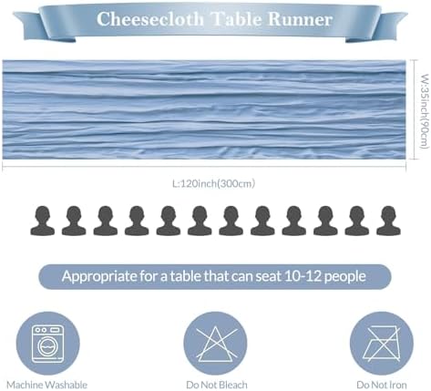 6 Pack Blue Cheesecloth Table Runner 35"×120" Gauze Fabric Table Runner - Image 3