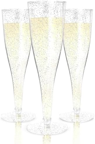 Prestee Disposable Champagne Flutes, 4.5 oz Plastic Champagne Glasses by Prestee