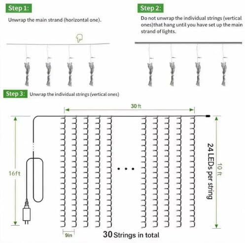 Solhice LED Curtain Lights Outdoor 30ft x10ft Cool White, 720 LED Plug in Hanging Christmas String Lights Indoor, Twinkle Light Backdrop for Outside Backyard Wedding Bedroom Decor (Not Connectable) - Image 6