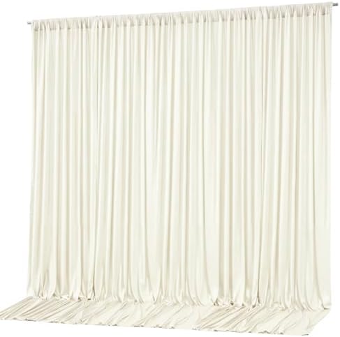 10x10ft Ivory Backdrop Curtain Panels for Parties - Wrinkle Free Polyester Photo Curtain Backdrop Wedding Back Drop Fabric Drapes for Party Decorations Background for Photography by WishCare