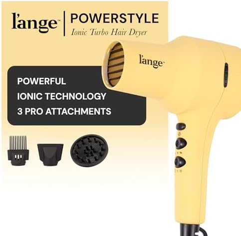 L'ANGE HAIR PowerStyle Turbo Ionic Hair Dryer | 1875 Watt Professional Blow Dryer with Diffuser & Concentrator | Multiple Heat & Speed Settings for Fast Drying | Salon-Grade Styling Tools, Yellow - Image 2