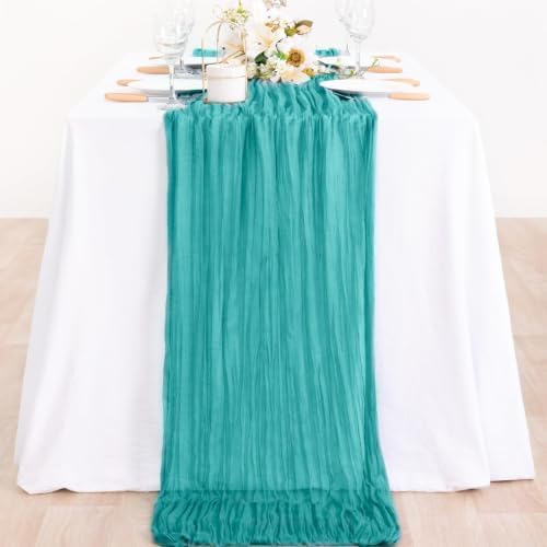 Teal Blue Table Runner Fall Cheesecloth Table Runner Dinning Decor, 6 Pack - Image 6