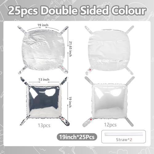 NISOCY 25PCS Metallic Silver Pearl White Square Foil Balloons Wall Backdrop - Image 2
