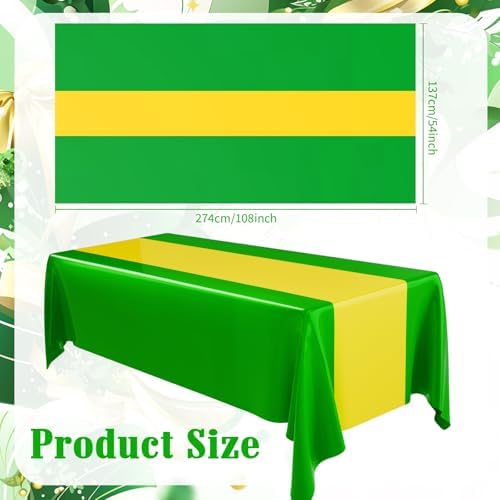 Oudain 3 Pcs Plastic Disposable Table Cloth 54" x 108", Green, Yellow - Image 2