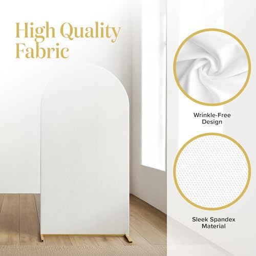 7.2FT Gold Wedding Backdrop Arch Stand with White Spandex Cover – Metal Frame, Water Weights & Storage Bag – Party, Birthday, Baby Shower, Bridal Shower, Wedding Ceremony, Photo Booth Decor - Image 5