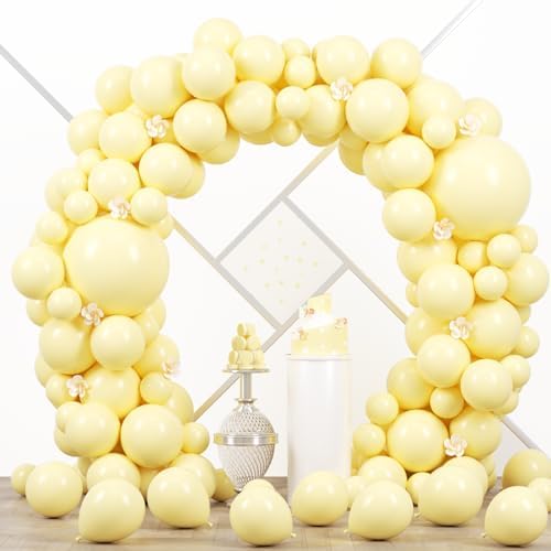 Voircoloria 90pcs Pastel Yellow Balloons Garland Arch Kit, 18 12 10 5 Inch by Voircoloria