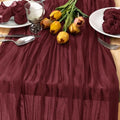 Burgundy Cheesecloth Table Runner Fall Boho Dinning Runner for Christmas by MLMC
